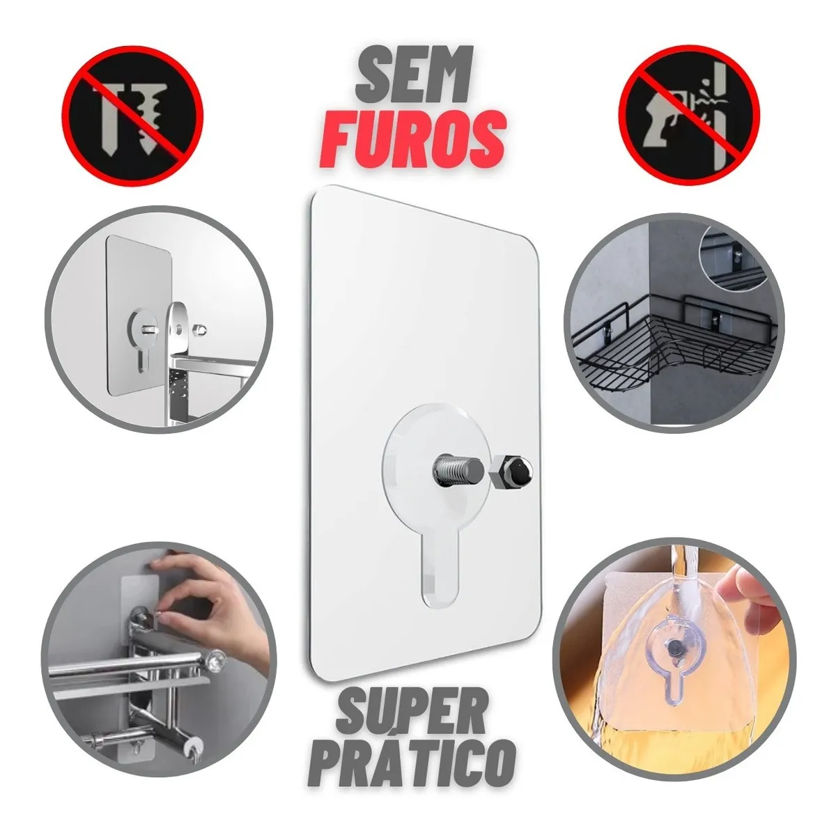 Fortex 3M - Coloque ou Pendure objetos na parede Sem Furos - 8 Un. + 2 Extras