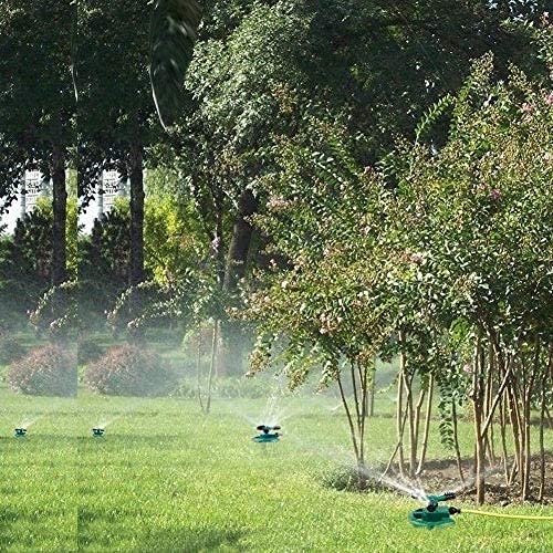 Automatic 360 ° Rotating Adjustable Round 3 Arm Lawn Water Sprinkler(Pipe connector screws included)